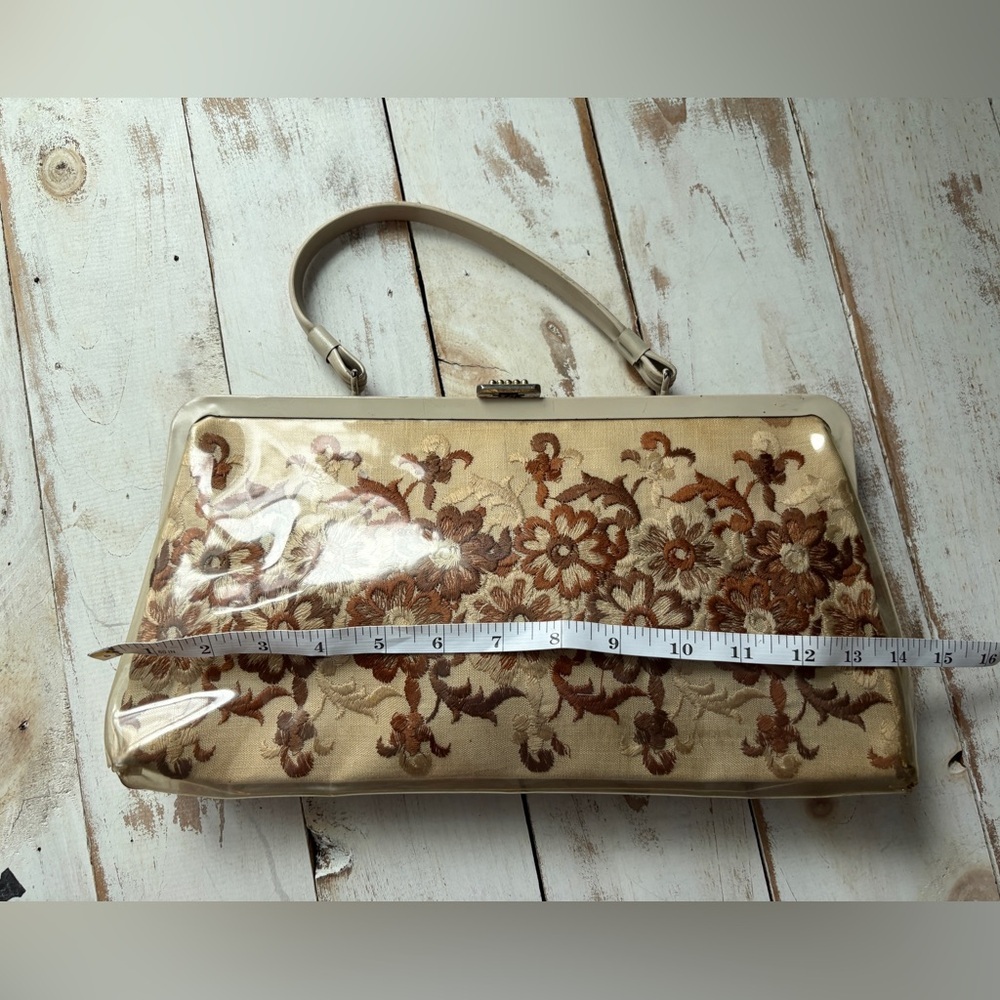 1960s vintage floral tapestry handbag grannycore purse metal frame clutch Unique - Picture 11 of 16